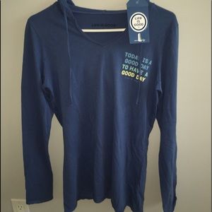 Blue long sleeve with hood (with quote)